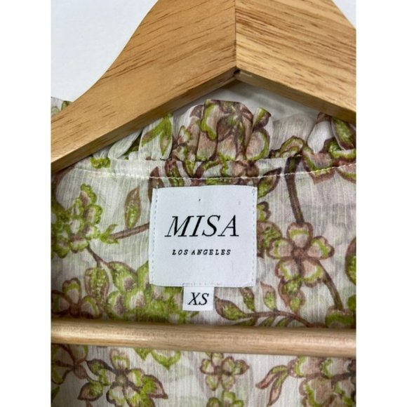 Misa Ruffle Drawstring Neck Elastic Waist Mini Dress Women's Green Size: XS NWOT - Picture 5 of 9